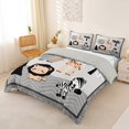 thumbnail image 3 of Castle Fairy Cute Safari Giraffe Zebra Lion Elephant Duvet Cover Queen,Cute Palm Tree Polka Dots Queen Bedding,Gray Beige White,Grey Reversible,3-Piece,No Comforter,1 Duvet Cover and 2 Pillowcases, 3 of 6