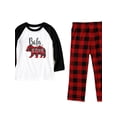 thumbnail image 4 of Seyurigaoka Matching Family Christmas Pajamas Set, Raglan Long Sleeve Top + Plaid Pants Set Sleepwear, 4 of 6
