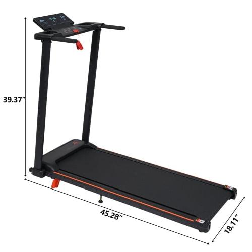 Foldable Treadmill with 8% Incline, 3.0HP Portable Walking Pad for Home, 265lbs Capacity Running Machine with Handle and LED Display, Black