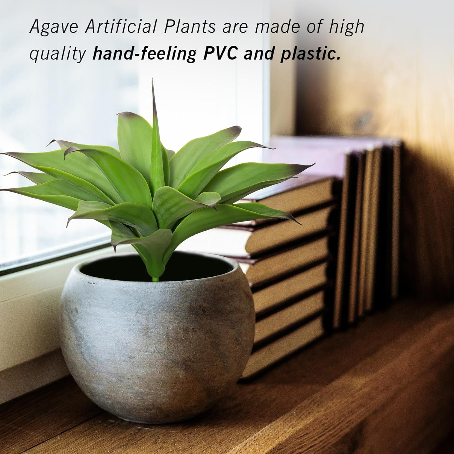Fake Plants Artificial Agave Plants 13.8" Large UV Resistant Fake Agave Planters for Indoor and Outdoor Decorating Tropical Plant Succulents Greenery Indoor Decor(2Pack, Purple