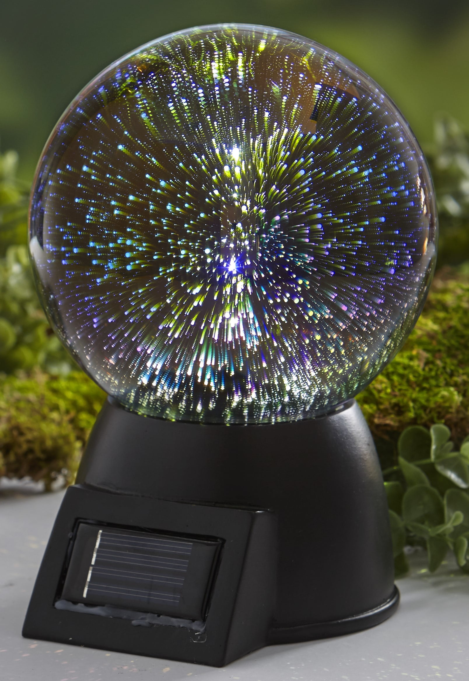 3D Effect Solar Glass Gazing Ball with Base - Outdoor Garden Accent - Walmart.com - Walmart.com