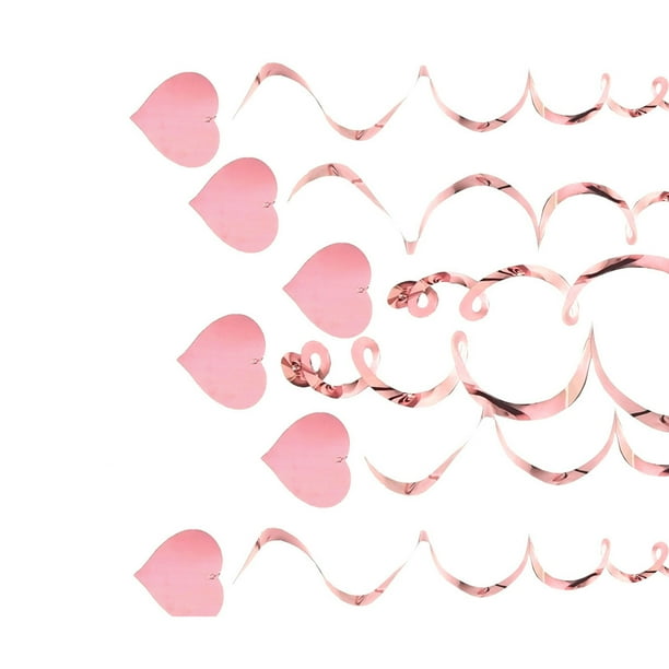 Remolinos Colgantes Injueey Corazón Decoración de Fiesta Corazón de Oro Rosa