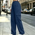 thumbnail image 7 of Athletic Cargo Sweatpant For Women, Elastic Waist Wide Leg Loose Pants, Teen Fall Casual Workout Trouser With Pocket & Drawstring, 7 of 7