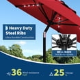 thumbnail image 6 of 9FT Outdoor Patio Market Umbrella with 32 Solar LED Lights – Tilt & Crank Adjustment, 8 Sturdy Ribs, Waterproof UV-Resistant Sunshade for Pool, Deck & Backyard, 6 of 7
