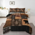 thumbnail image 2 of Erosebridal Vintage Bear Comforter Sets,King Rustic Deer Bedding Set,Western Animal Down Comforter,Retro Geometric Reversible Bed Set with 2 Pillowcases Ultra Warm, 2 of 7