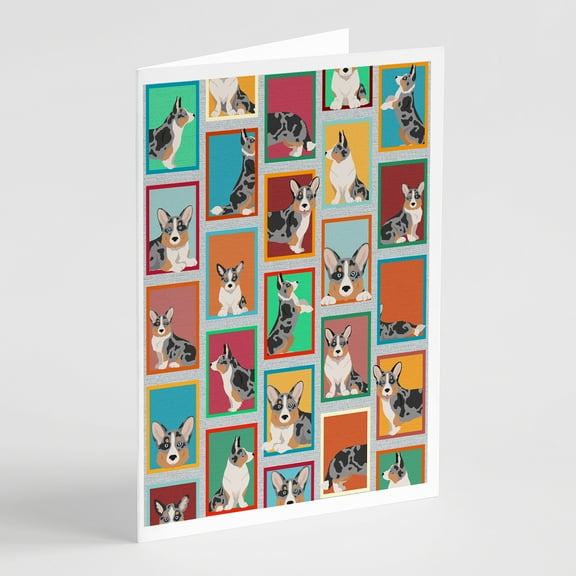Lots of Blue Merle Welsh Cardigan Corgi Greeting Cards and Envelopes Pack of 8 7 in x 5 in