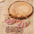 thumbnail image 3 of Raffia Hoop Earrings for Women Girls Fun Boho Summer Beach Earrings Lightweight Handmade Straw Wicker Rattan Dangle Earrings Statement Geometric Round Drop Earrings, 3 of 5