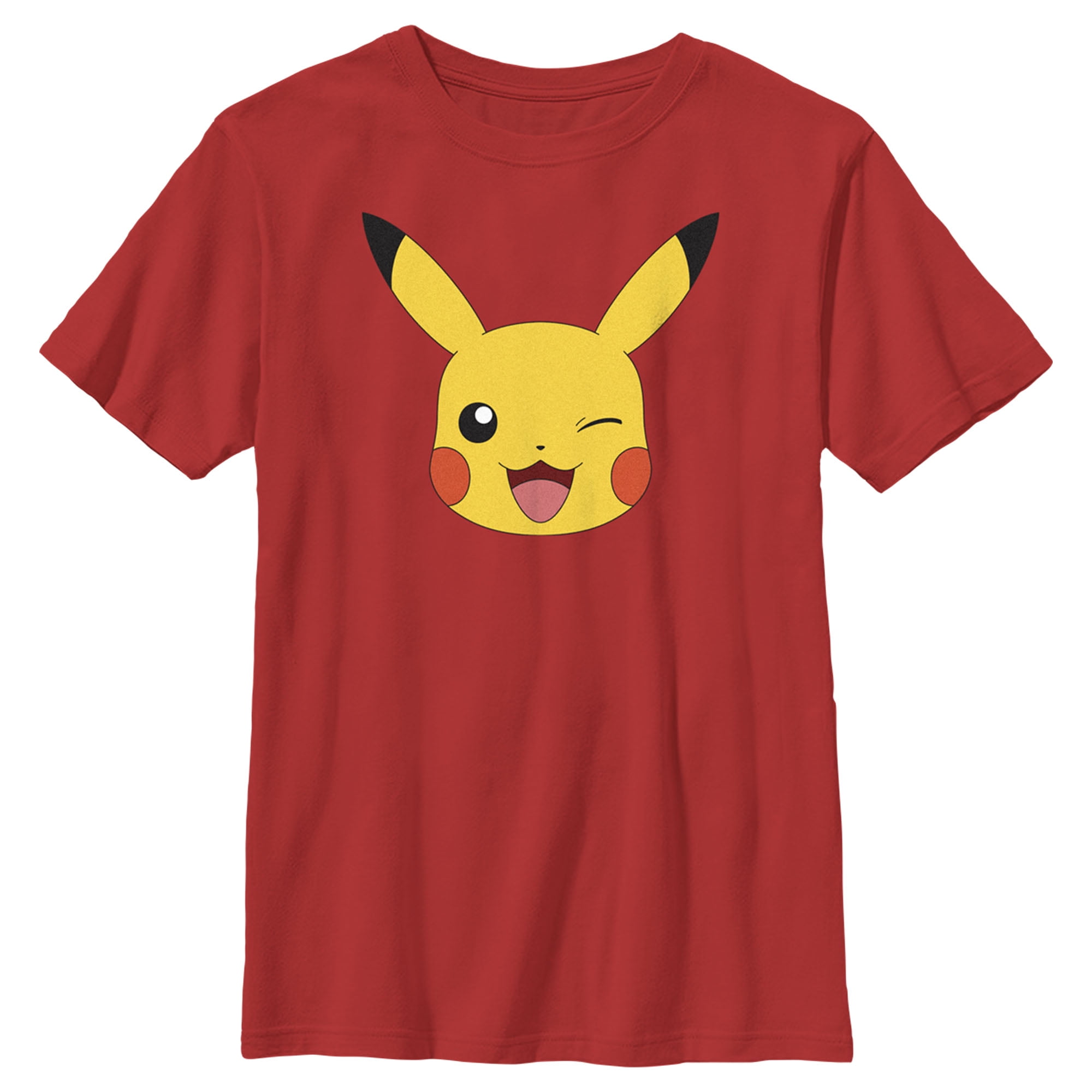Boy's Pokemon Pikachu Wink Face Graphic Tee Red Large - Walmart.com