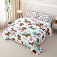 thumbnail image 3 of Homewish Funny Dachshund Animal Twin Quilt Set,Pretty Hibiscus Flower Twin Coverlet Set,Ocean Wave Decor,2 Pieces, 3 of 7