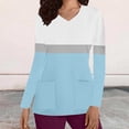 thumbnail image 2 of ATOYSOY Women's V Neck Sweatshirts Outwear Loose Scrubs Tops Pockets Casual Shirts Solid Color Pullover Pockets Workout Long Sleeve Tees Fall Winter Fashion White M, 2 of 5