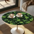 thumbnail image 2 of SEANATIVE Fitted Round Table Covers 24 x 24 Inch Highboy Tablecloth Easy to Install Cocktail Topper Cap Cover Small Bar Tablecloths for Parties Events Decor, Clover Leaf St. Patrick's Day Green, 2 of 7