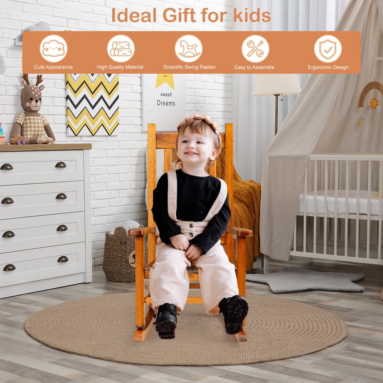Ktaxon, Wooden Child's Rocking Chair, Natural, for Kids Ages 3-6