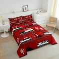 thumbnail image 4 of Train King Comforter Set Cartoon Car Bedding, Traffic Transportation Track Comforter Teens Vintage Steam Engine Railway Decor Quilt Set Room 3Pcs, Red White Black, 4 of 7