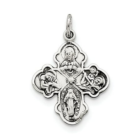 Sterling Silver Antiqued 4-way Medal Pendant.