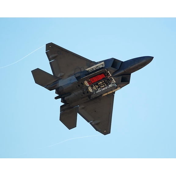 F-22 Raptor with Weapons Bays Style - B - 24x36 Inch Laminated Aviation Poster - Stunning Detail and Bold Colors