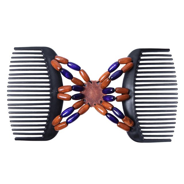 Perlas de Madera Clip de Peine de Pelo Doble Accesorio de Peinado de Mujer Elástico - Púrpura Sunnimix Doble clip de madera para mujeres
