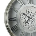 thumbnail image 3 of 21" Circle Silver Metal and Glass Analog Exposed Gear Wall Clock, 3 of 10