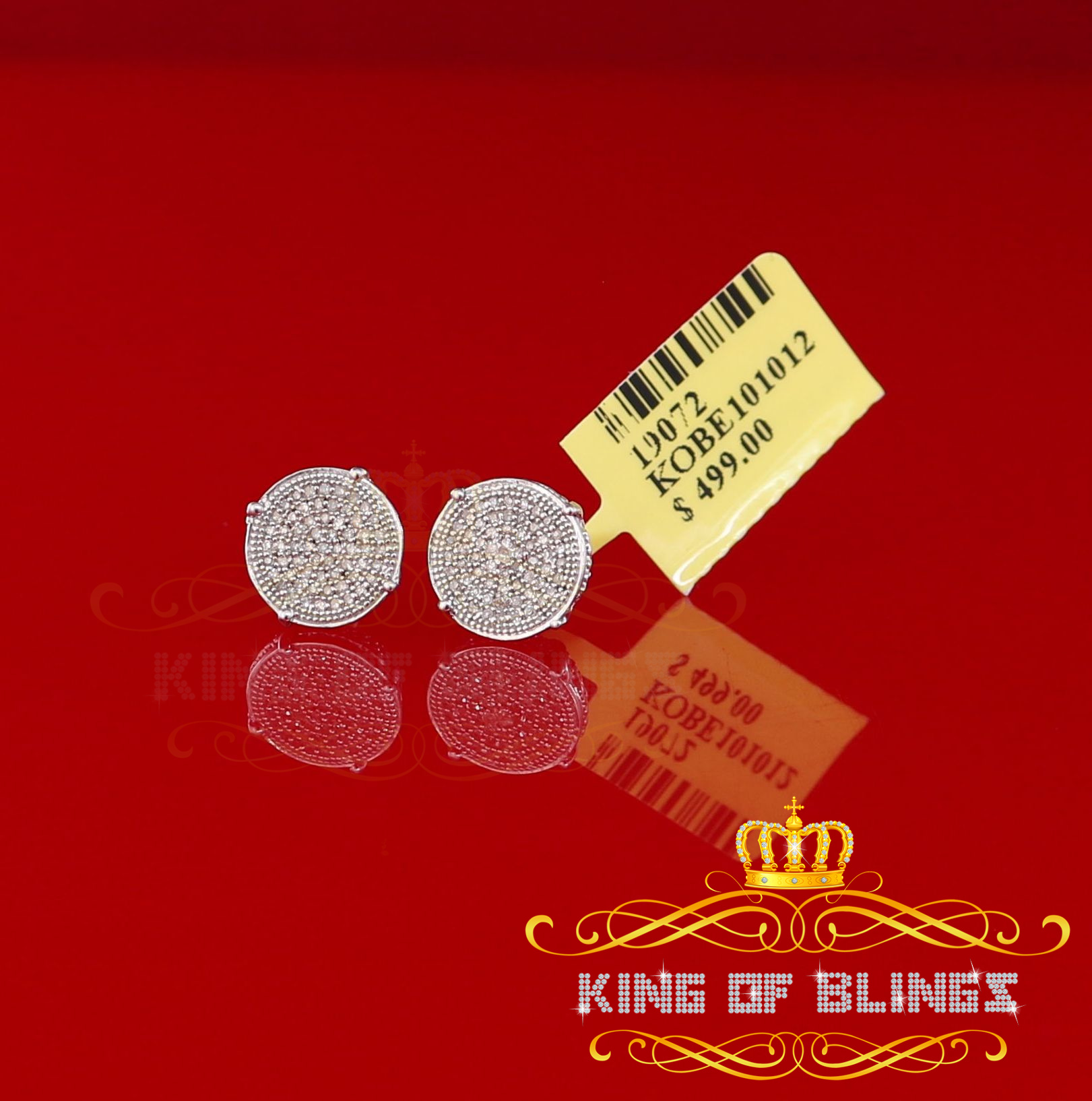 King of Bling's 925 Sterling Silver 0.30ct Diamond For Women's/ Men's White Stud Round Earrings