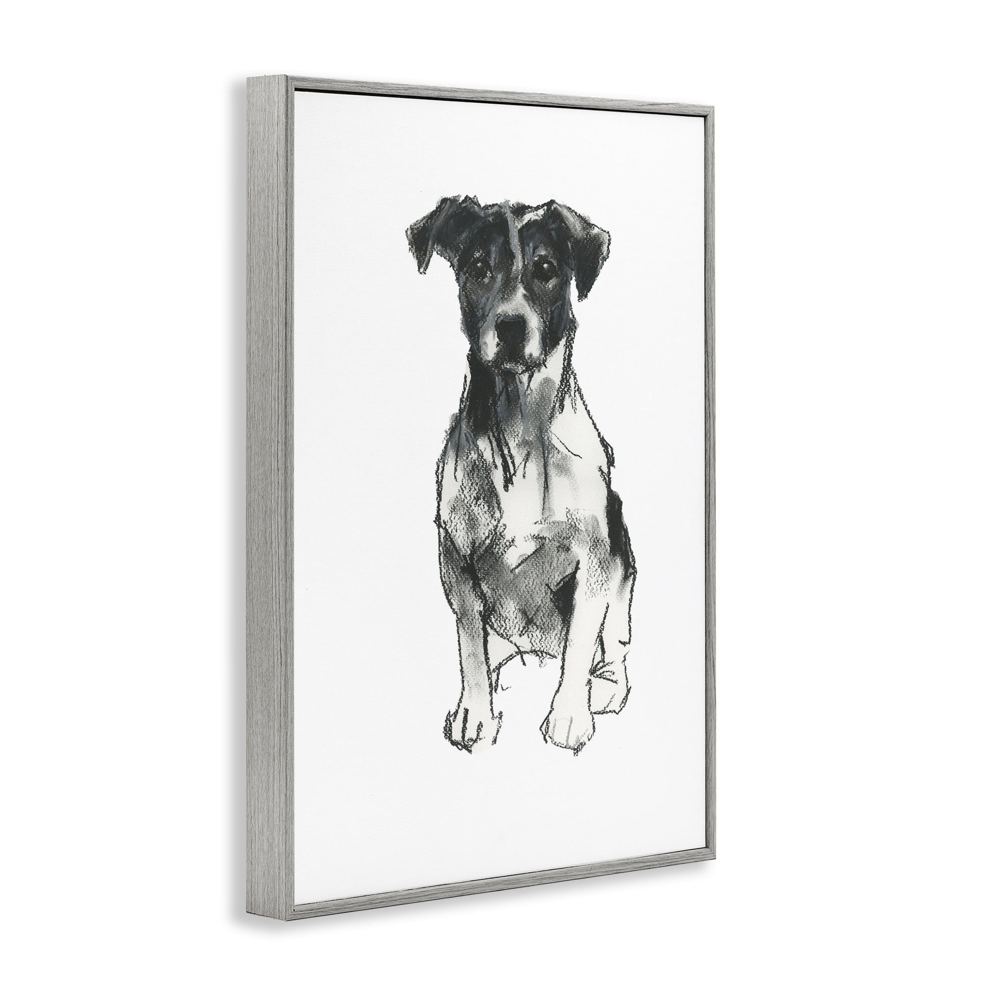 Stupell Industries Minimal Dog Drawing Animals & Insects Drawing Gray Framed Art Print Wall Art, 20 x 30