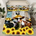 thumbnail image 2 of Manfei Funny Highland Cow Full Size Sheets 4-Piece, Botanical Sunflower Bed Sheets, Rustic Farmhouse Sheet Sets, Luxury Bedroom Decor, 2 of 6