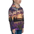 thumbnail image 3 of Honeii Starry Night Purple Irises Pattern Long-Sleeve Hooded Sweatshirt Pullover Hoodie for Boys and Grils-X-Large, 3 of 6