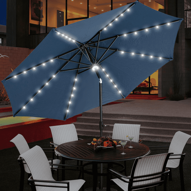 10 ft Outdoor Patio Market Table Umbrella with Solar outlet LED Lights