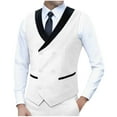 thumbnail image 2 of Yusimy Men's Slim-Fit Sleeveless Waistcoat Round Neck Solid Color Faux Pocket Business Casual Fashion Vest, 2 of 3