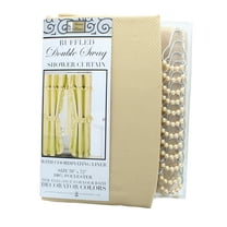 Sand Ruffled Double Swag Shower Curtain & Liner 70" x 72" with 12 Roller Rings