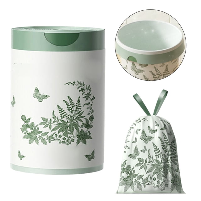 Clearance Non Tear Mugwort Fragrance Printed Garbage Bag With Drawstring And Handheld Design, A Roll Of Garbage Bag
