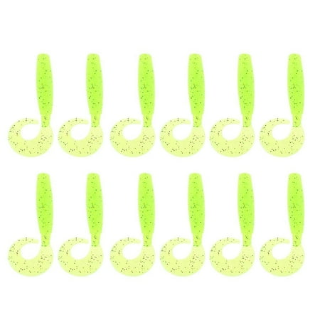 12pcs Soft Worm Fishing Lures Set Grub Shad Fishing Baits Swimbait Green