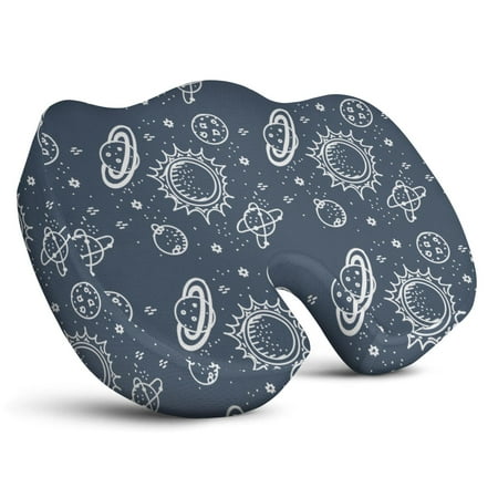 Premium Galaxy Pattern Memory Foam Seat Cushion Ergonomic Chair Pad for Office Chair Car Airplane & Bleachers Sciatica Tailbone Hip & Back Pain Relief - Chair Cushion for Long Office Workers.