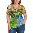 thumbnail image 4 of My Singing Monsters Women's Shirt V-Neck Breathable Short-Sleeve T-Shirt Casual Fashion Tee Soft & Trendy Blouse 2XL, 4 of 8