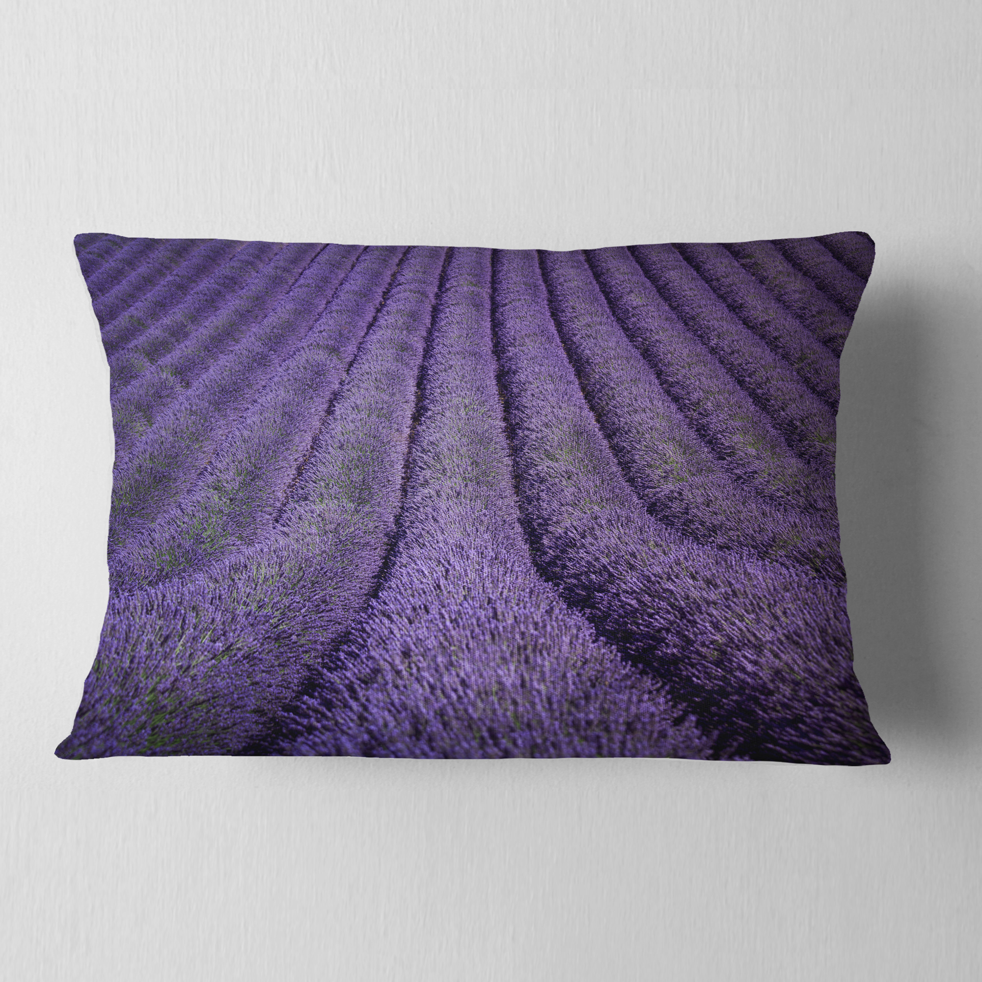 Designart Blooming Lavender Flower Texture - Landscape Printed Throw Pillow - 12x20