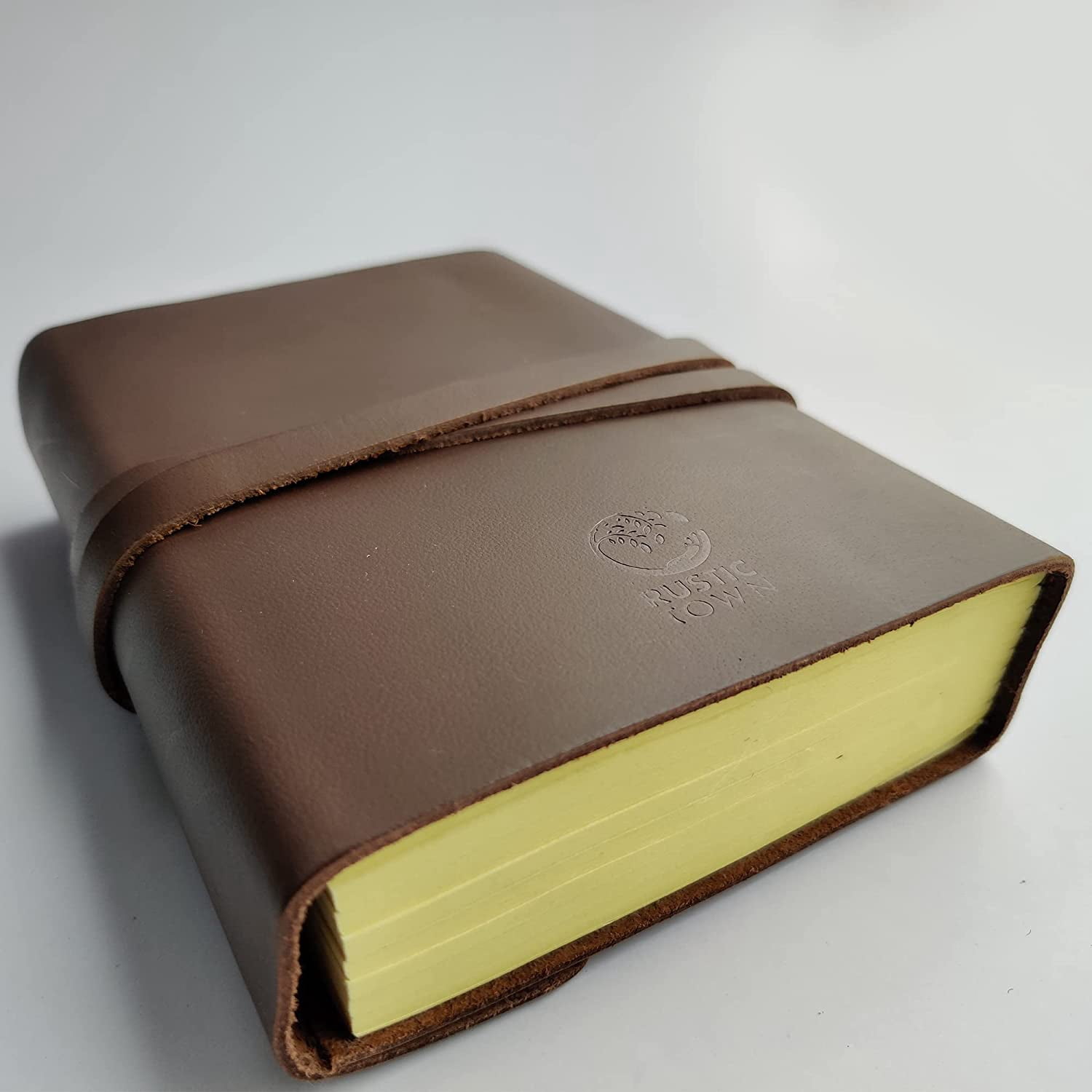 Leather Journal Writing Notebook - Handmade Vintage Leather Bound Lined Journal for Men & Women - Ruled Travel Diary Gift for Writers Artist Poet Him Her by Rustic Town, Brown
