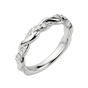 14K white gold eternity ring bridal band lab grown lab created diamond stackable