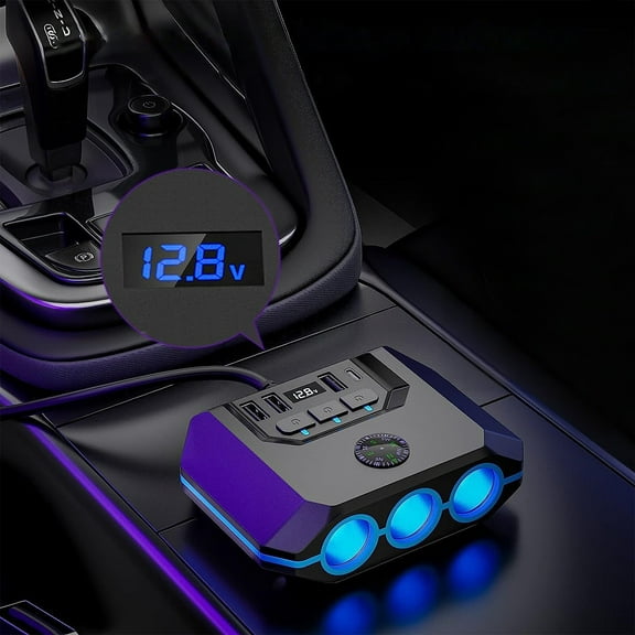 120W Car Charger with 3 USB Ports – PD Fast Charging, 12V-24V Wide Compatibility & LED Indicator – Overvoltage Protection for Cars, SUVs & Trucks – Easy Installation