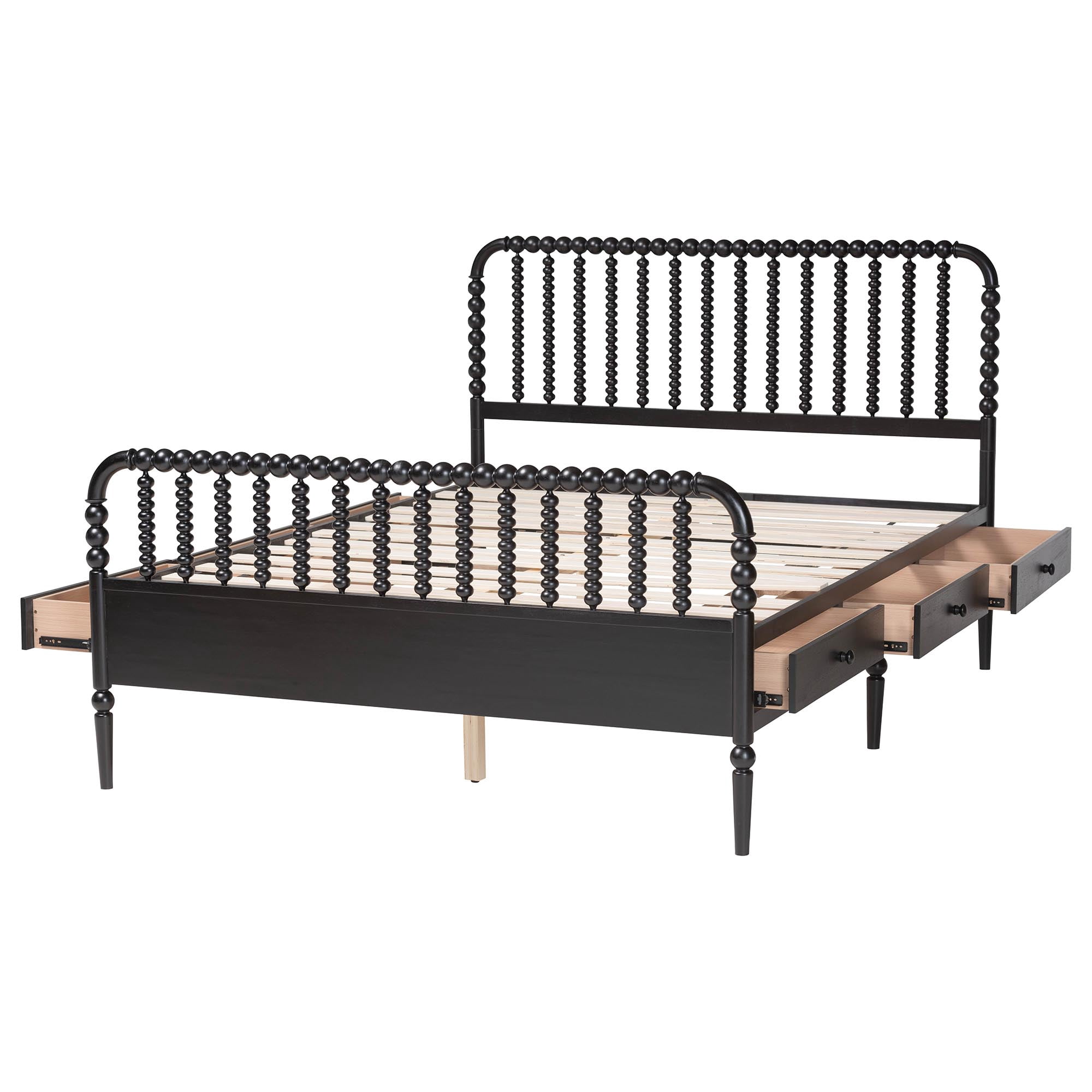 Baxton Studio Lucera Mid-Century Modern Platform Bed, Full, Black