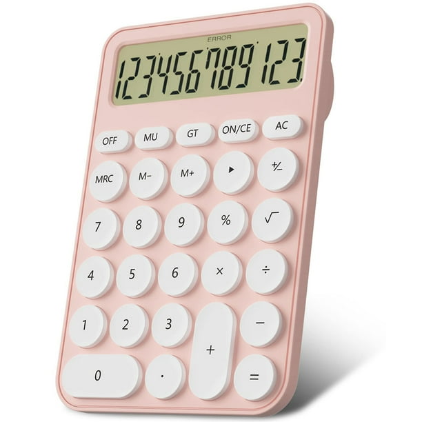 Calculadora escolar de 12 dígitos, tamaño de mesa 16 x 11 cm, botones grandes, pantalla LCD fácil de presionar, pantalla inclinable 15° para calculadoras infantiles