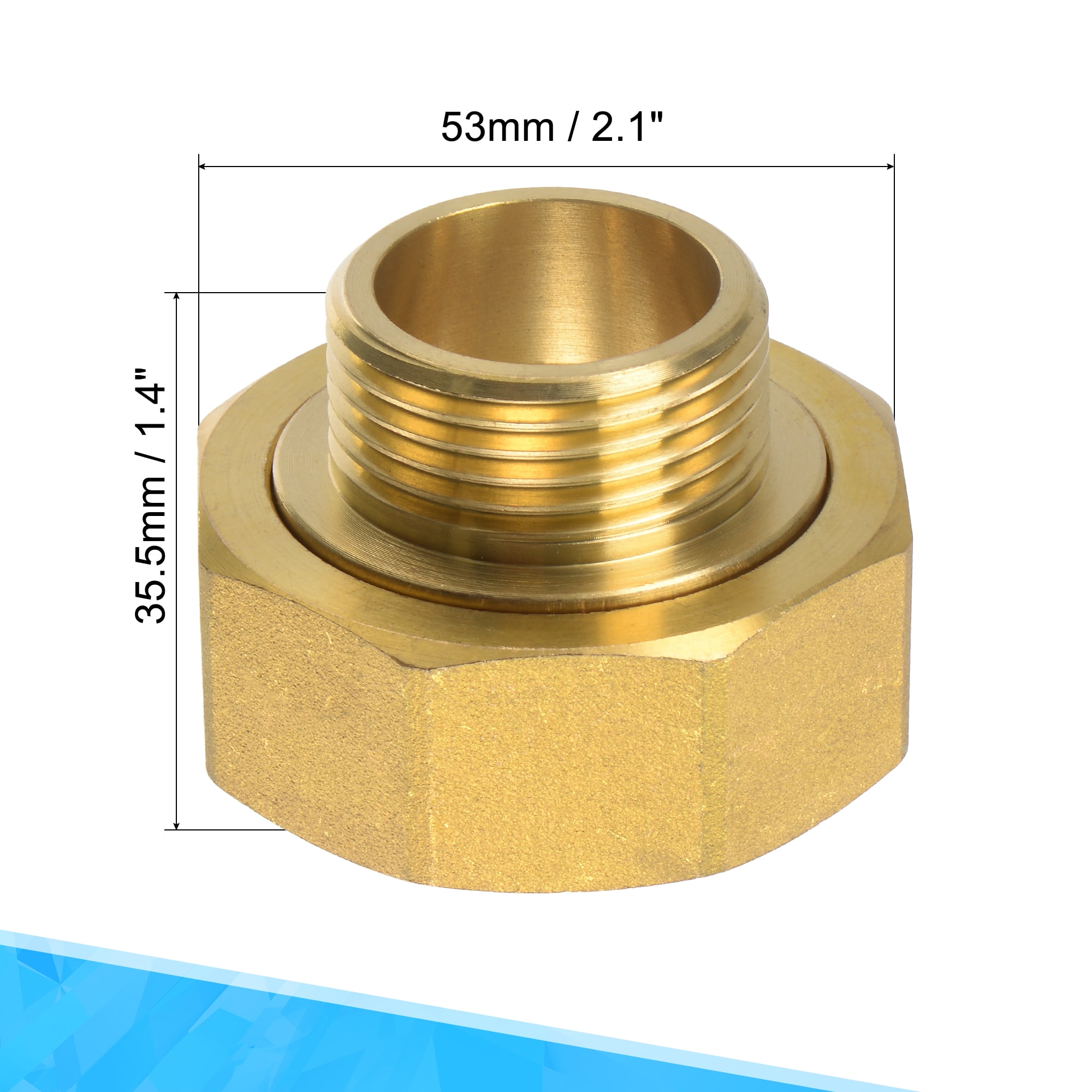 Uxcell G1-1/2 Female x G1 Male Thread 35.5mm Brass Pipe Fitting