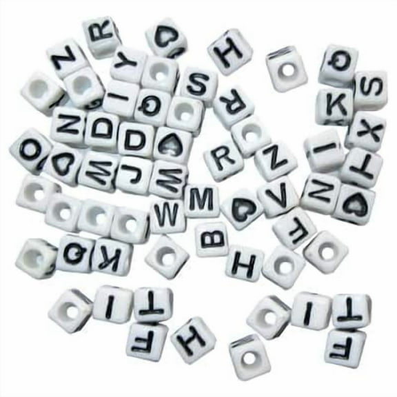 12 Pack: Black & White Alphabet Square Beads by Creatology