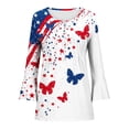thumbnail image 4 of Kezqiaxn 4Th Of July Womens Blouses Business Casual V-Neck Ruched 3/4 Sleeve Tops Plus Size Clothes for Women Summer Fashion Clothing, 4 of 5