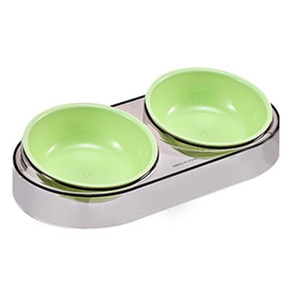 OADUKQ Cat Bowls Double Bowl, Elevated Anti-Spill Cat Feeding Station, Indoor Cats and Small, Green, 11.42 X 5.91 X 2.56 in