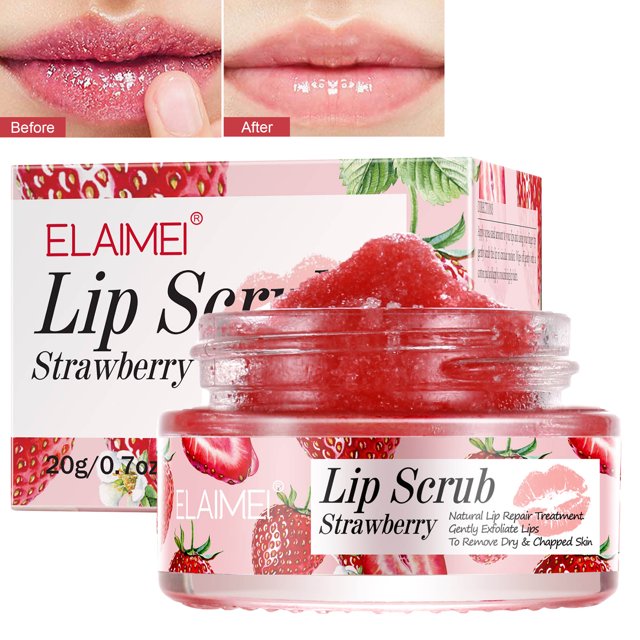 Elaimei Lip Scrub Exfoliator and Moisturizer, Gentle Remove Dead Skin