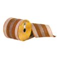 thumbnail image 1 of Vickerman Q181288 4 in. x 10 Yards Natural &amp; Orange Striped Ribbon, 1 of 3
