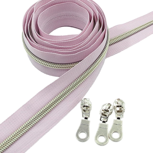 Bobina de nailon metálico Zippers Leekayer #5, 10 m, rosa, con 25 deslizadores