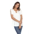 thumbnail image 1 of White Mark Women's Keyhole Neck Cutout Short Sleeve Top, 1 of 6