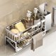 thumbnail image 4 of Estante organizador de fregadero de cocina | Encimera de acero inoxidable Multifunción Almacenamiento para esponjas Jabón Cepillos Utensilios | Bandeja de desagüe de toallero | Fácil instalación sin, 4 of 6