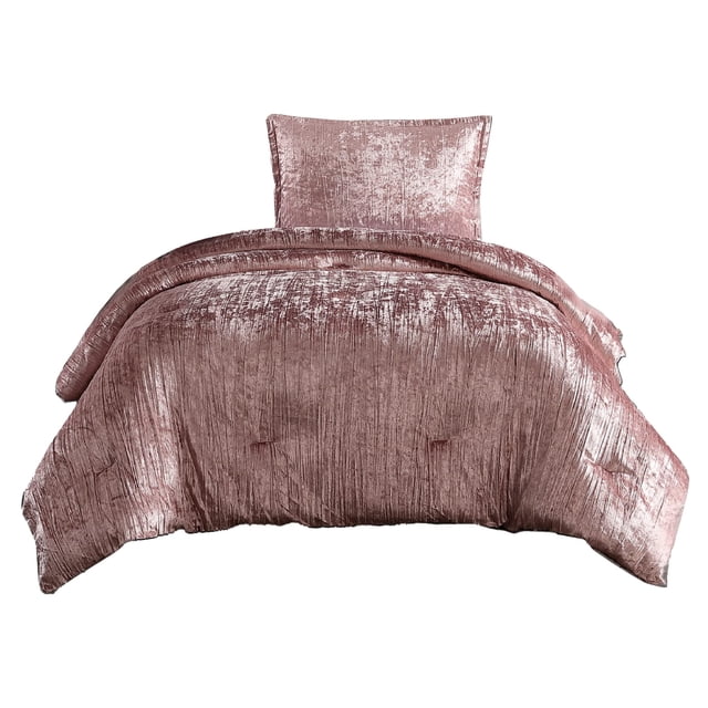 Juego de sábanas Benzara Jay Twin Pink Polyester Velvet