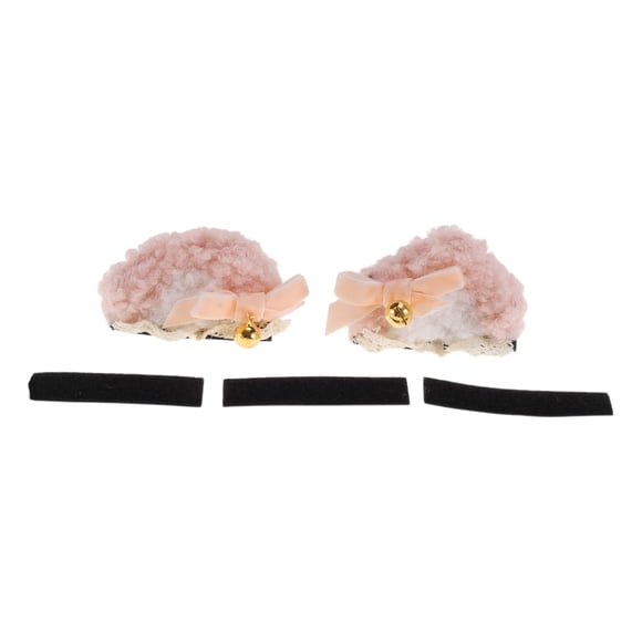 Motorcycle Helmet Accessories Decoration Bear Ears with Bells for Motorcycle Bicycle Skiing Helmets Pink Plush Stickers 1 Set