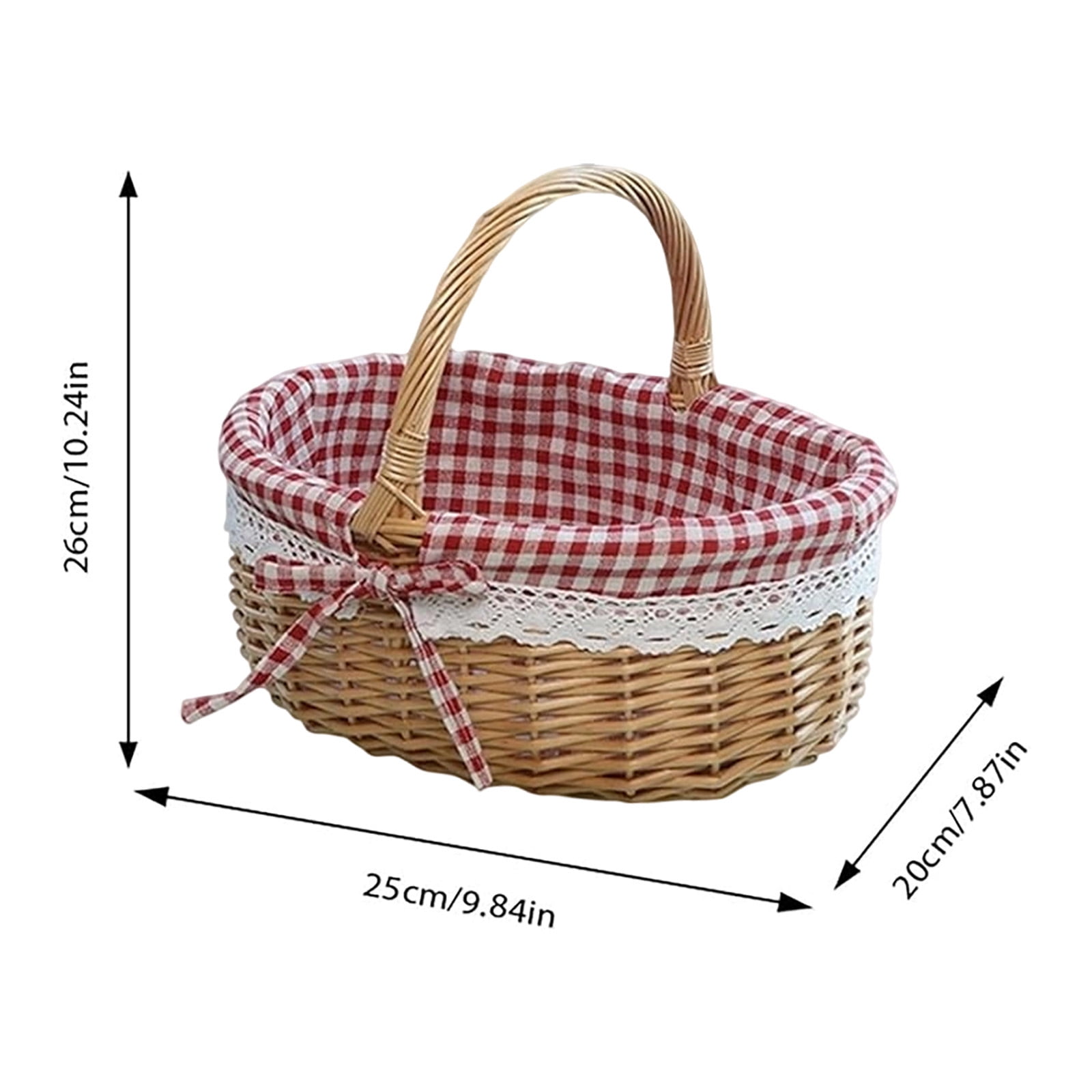 Wicker Storage Basket under $5! Cagogo Wicker Woven Storage Basket with Handle, Linen Lined Bread and Fruit Basket, Versatile Picnic Basket for Home, Party, Gardening, Organizer for Kitchen, Decor